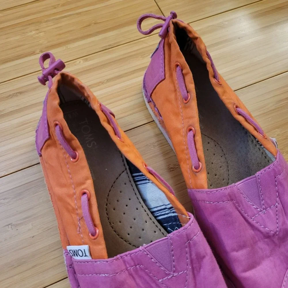 Toms pink and orange cloth flats - Picture 9 of 9